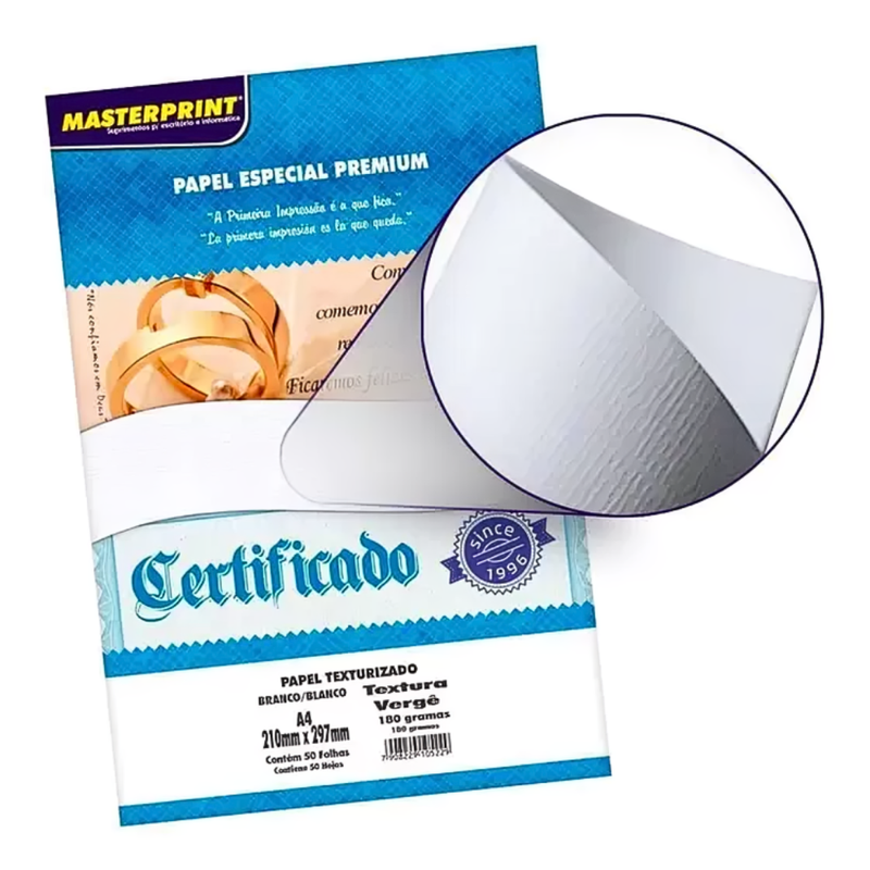 Papel Texturizado Vergê 210 x 297mm A4 50 Folhas MASTERPRINT