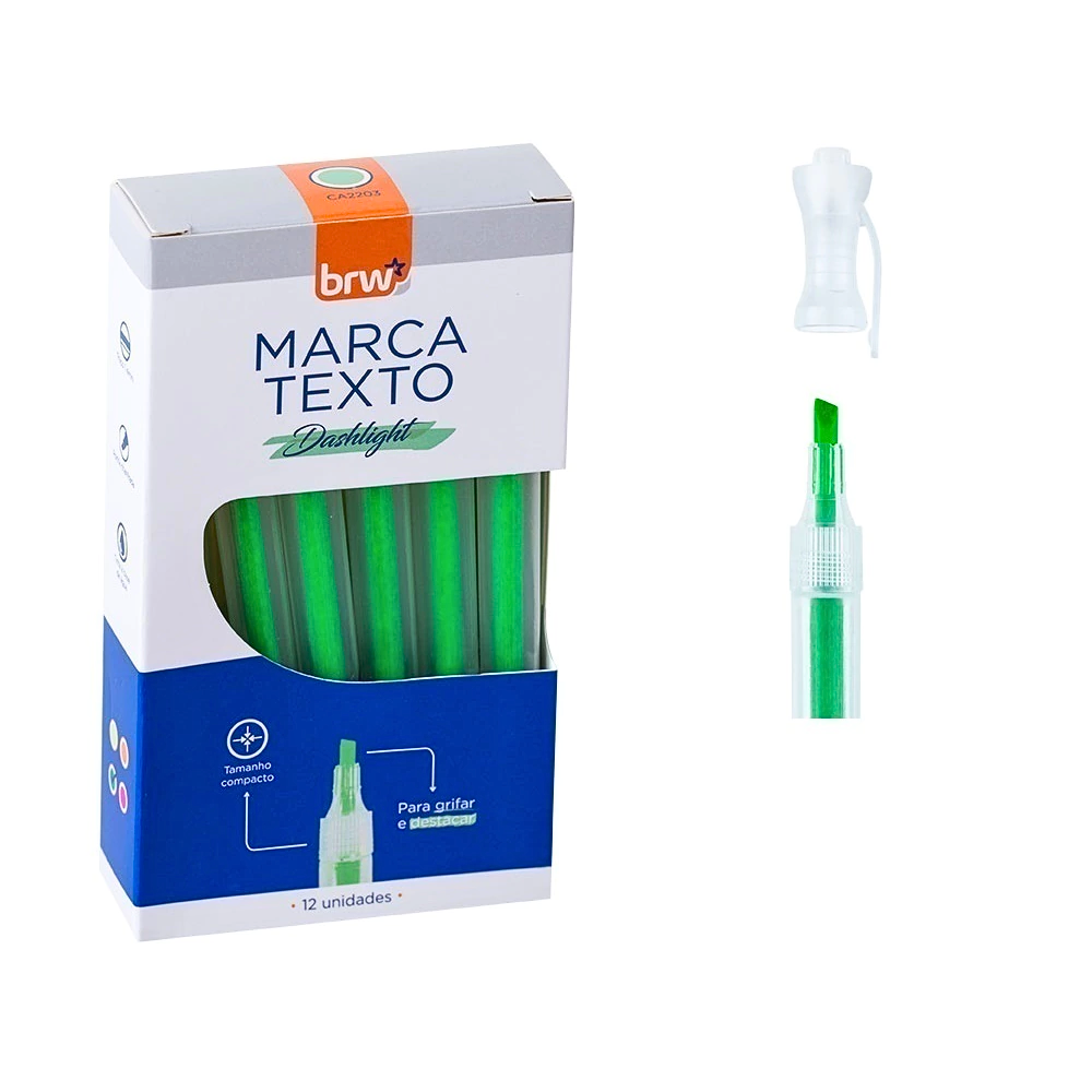 CANETA MARCA TEXTO DASHLIGTH VERDE FLUORESCENTE BRW