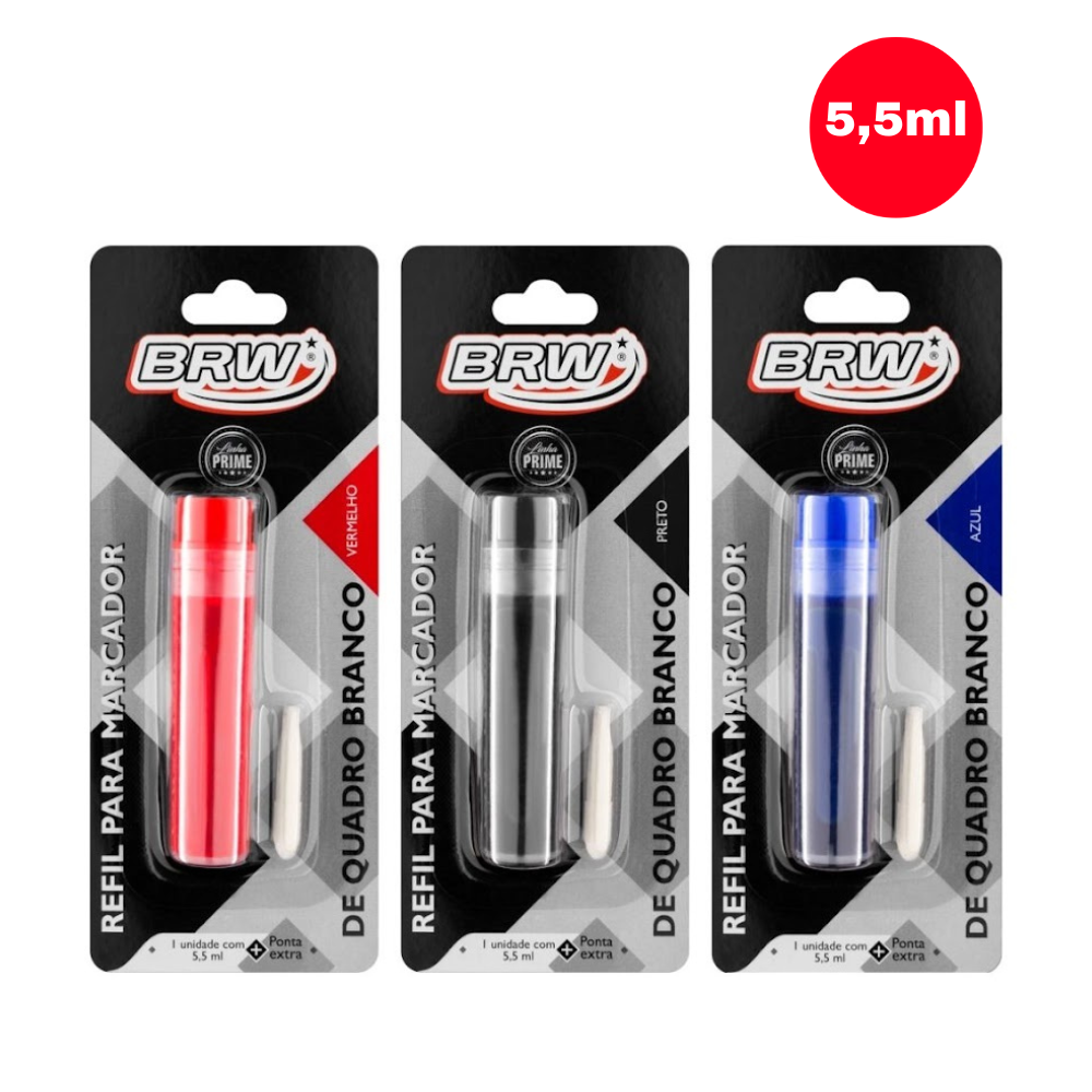 Refil Pincel Marcador Quadro Branco Reabastecedor + Ponta Extra BRW ...