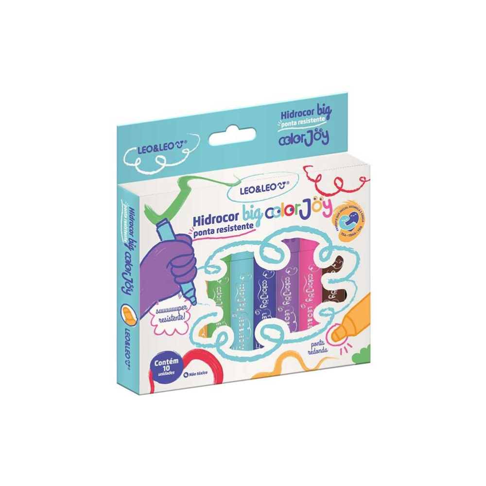 Canetinha Hidrocor Big Color Joy 10 Unidades LEO&LEO - Frame Papelaria