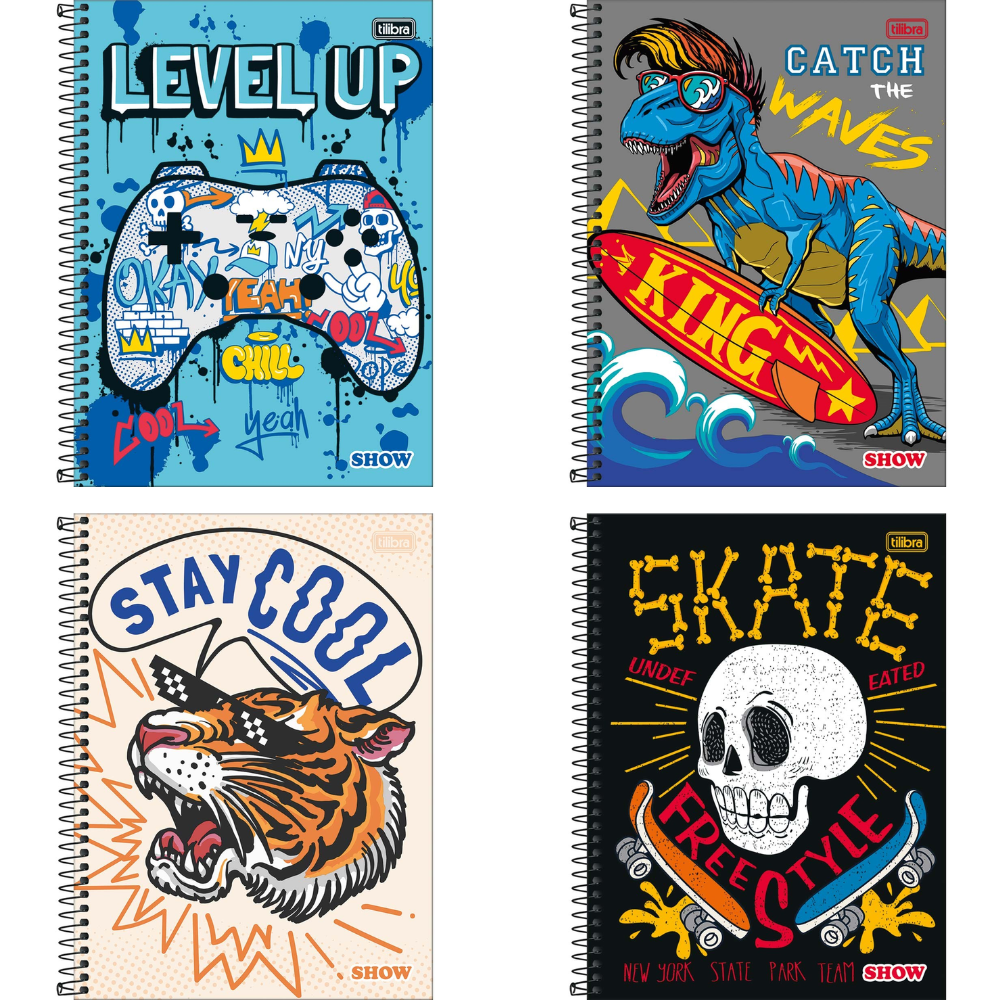 Caderno Espiral Capa Dura Universitário Show Masculino 160F 10 Matérias ...