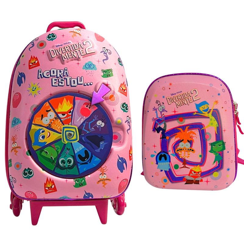Mochila Roda Tripla 3D + Lancheira Disney Divertidamente 2