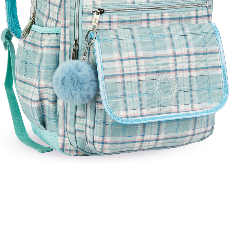 春子 Mochila de Costas Feminina Original Xadrez Love Just DENLEX com