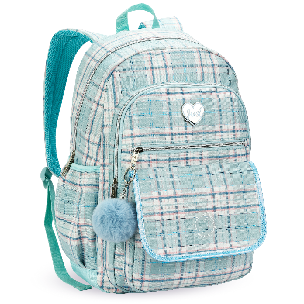 Mochila de Costas Feminina Original Xadrez Love Just DENLEX com