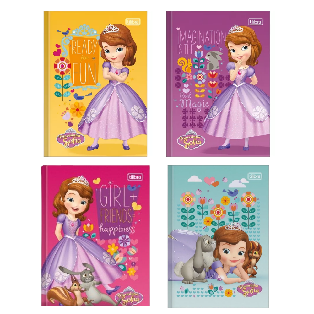 Caderno Brochura Pequeno 1/4 Capa Dura 80 Folhas Princesinha Sofia ...