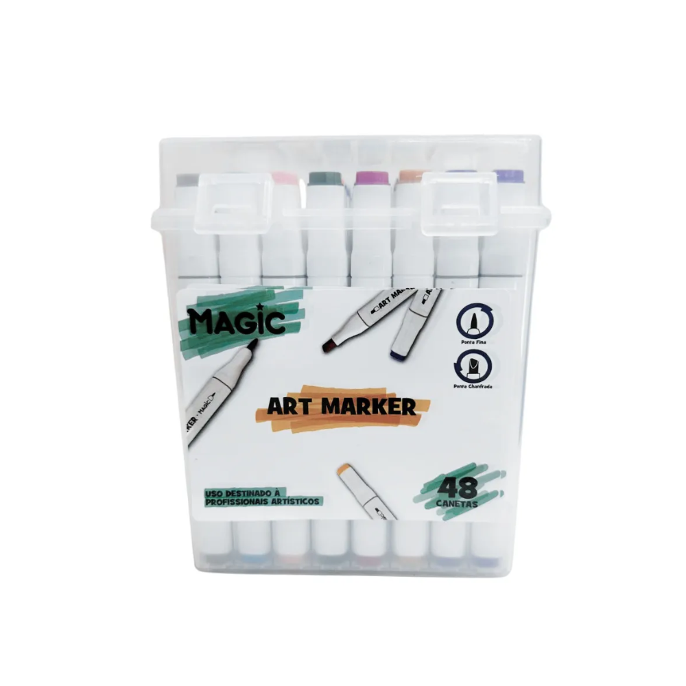 Marcador Artístico Ponta Dupla 48 Cores MAGIC KIDS - Frame Papelaria
