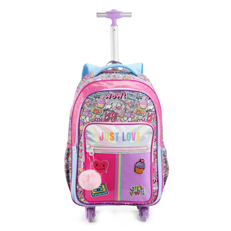 Kit Completo Escolar Just Love Denlex Mochila Rodinhas +